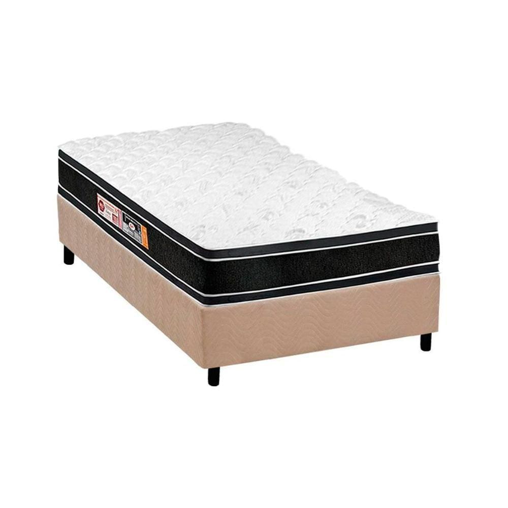 Conjunto Box Solteiro: Colchão Espuma Castor D33 Black e White Double Face + Base CRC Suede Clean(88x188)