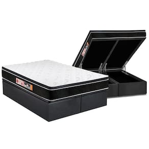 Conjunto Box Baú King: Colchão Espuma Castor D33 Black e White Air Euro Pillow + Base CRC Suede Gray(193x203)