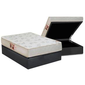Conjunto Box Baú Casal: Colchão Espuma Castor D33 Sleep Max Relax + Base CRC Suede Gray(138x188)