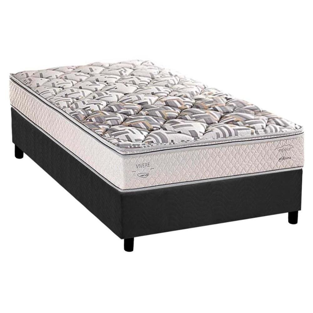 Conjunto Box Solteiro: Colchão Anatômico Herval AG 65 Santorini C1604 ErgoPlus + Base CRC Suede Gray(88x188)