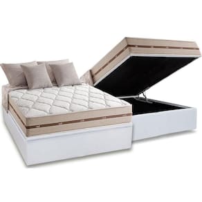 Conjunto Box Baú Casal: Colchão Molas Anjos MasterPocket Ensacadas Classic + Base CRC Courano White(138x188)