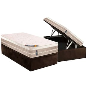 Conjunto Box Baú Solteiro: Colchão Molas Castor Bonnel Premium Tecnopedic + Base CRC Suede Brown(88x188)