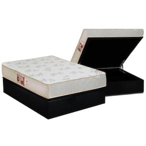 Conjunto Box Baú Casal: Colchão Espuma Castor D33 Sleep Max Relax + Base CRC Suede Black(138x188)