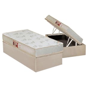 Conjunto Box Baú Solteiro: Colchão Espuma Castor D33 Sleep Max Relax + Base CRC Suede Clean(88x188)