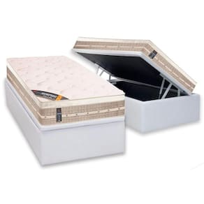 Conjunto Box Baú Solteiro: Colchão Molas Castor Bonnel Premium Tecnopedic + Base CRC Courano Black(88x188)