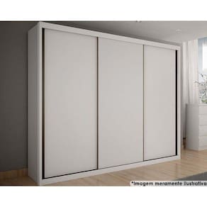Guarda Roupa Casal 3 Portas de Correr e 6 Gavetas Paradizzo Gold Branco - Novo Horizonte