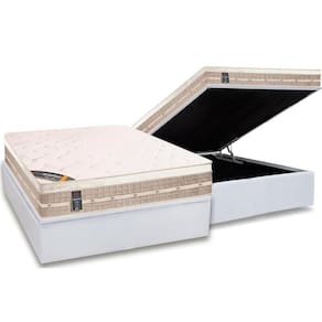 Conjunto Box Baú Casal: Colchão Molas Castor Bonnel Premium Tecnopedic + Base CRC Courano Black(138x188)