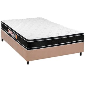 Conjunto Box Casal: Colchão Espuma Castor D33 Black e White + Base CRC Suede Clean(138x188)