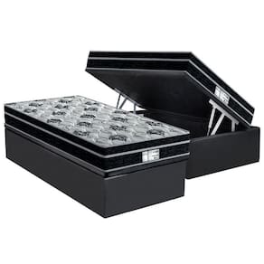 Conjunto Box Baú Solteiro: Colchão Molas Probel Prolastic ProDormir Born + Base CRC Suede Gray(88x188)