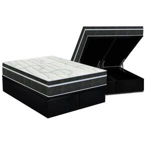 Conjunto Box Baú Queen: Colchão Molas Orthoflex Bonnel Venezia + Base CRC Suede Black(158x198)