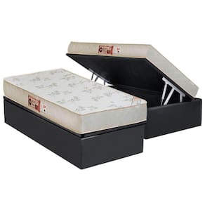 Conjunto Box Baú Solteiro: Colchão Espuma Castor D33 Sleep Max Relax + Base CRC Suede Gray(88x188)