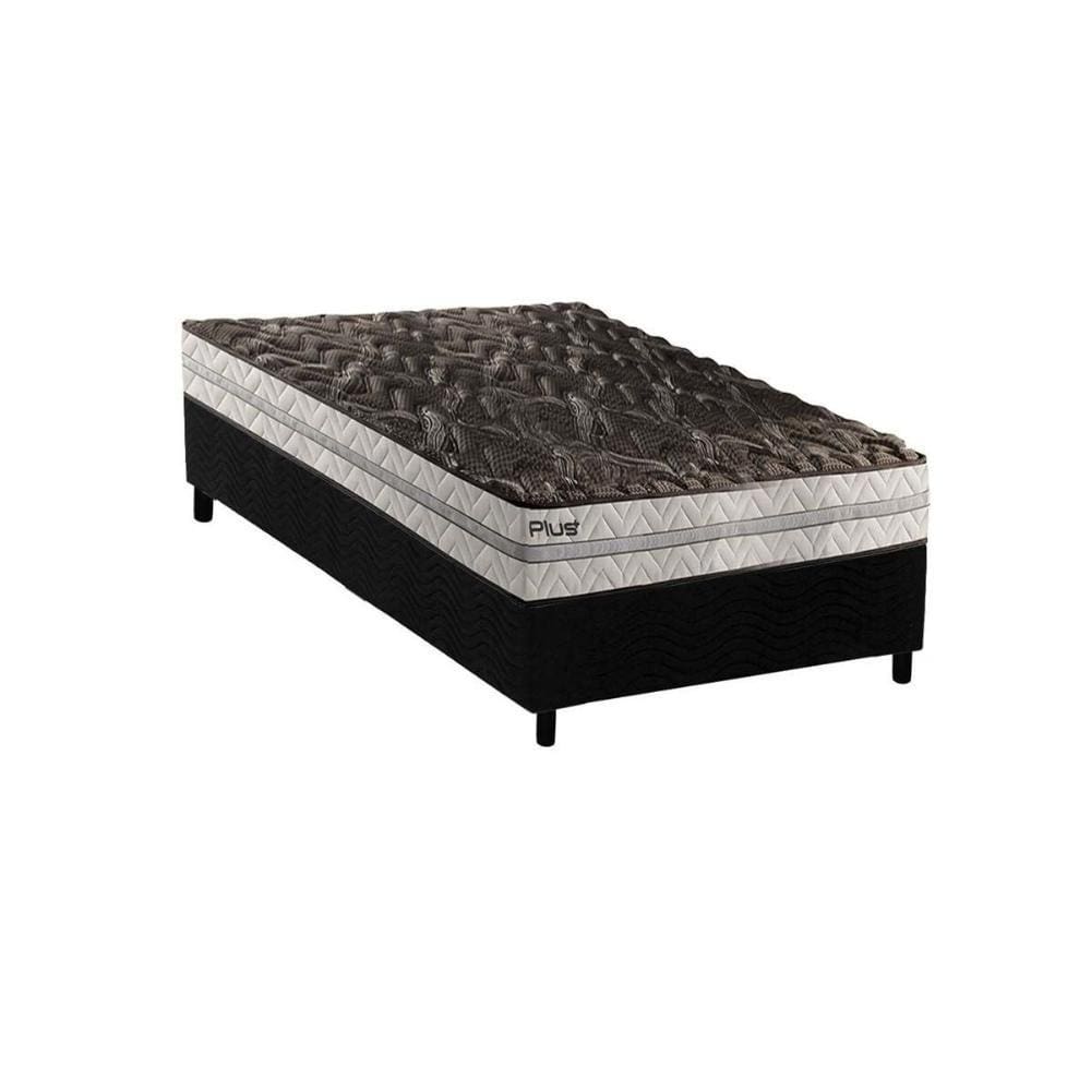 Conjunto Box Baú Solteiro: Colchão Espuma Paropas D33 Pasquale Plus Euro Pillow + Base CRC Suede Grey(88x188)