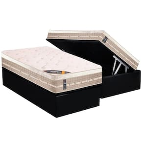 Conjunto Box Baú Solteiro: Colchão Molas Castor Bonnel Premium Tecnopedic + Base CRC Suede Black(88x188)