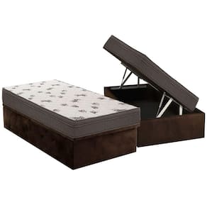Conjunto Box Baú Solteiro: Colchão Espuma Ortobom D45 Light + Base CRC Suede Brown(88x188)