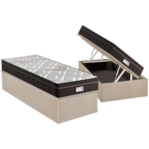 Conjunto Box Baú Solteiro: Colchão Molas Probel MasterPocket Ensacadas ProDormir Evolution + Base CRC Suede Clean(88x188)