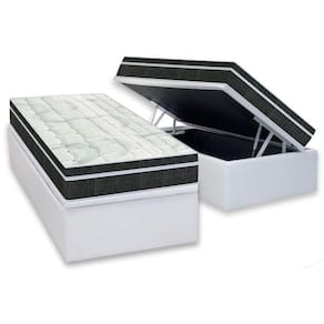 Conjunto Box Baú Solteiro: Colchão Molas Orthoflex Bonnel Venezia + Base CRC Courano White(88x188)