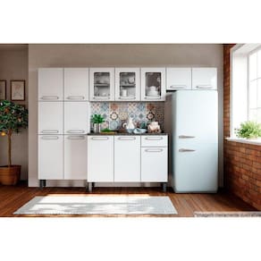 Cozinha Completa Evidence 4 Peças (2 Armários + 1 Balcão + 1 Paneleiro) C4P50 Branco - Bertolini