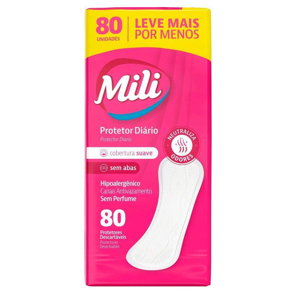 Protetor Diário Mili Suave com 80 Unidades