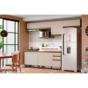 Cozinha Completa Connect 8 Peças (4 Armários + 2 Balcões + 2 Complementos) C8P11 Duna/Cristal - Henn