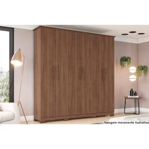 Guarda Roupa Casal 6 Portas e 3 Gavetas c/ Pés Cover Castanho - Henn