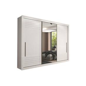 Guarda Roupa Casal 3 Portas de Correr e 6 Gavetas c/ Espelho Vitória Branco - Panan