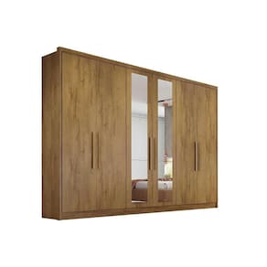 Guarda Roupa Casal 6 Portas e 6 Gavetas c/ Espelho Robust Plus Freijo Cumaru - Novo Horizonte