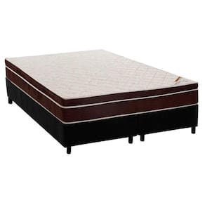Cama Box Queen: Colchão Ortopédico Ortobom Exclusive OrtoPillow + Base CRC Suede Black(158x198)