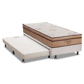 Cama Box c/Auxiliar Solteiro: Colchão Ortobom SuperPocket Celebritá + Base CRC Courano Branco(88x188)