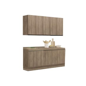 Cozinha Completa Maxxi 6 Peças (2 Armários + 2 Balcões + 2 Complementos) C6P23 Nogal - Kappesberg
