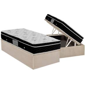 Conjunto Box Baú Solteiro: Colchão Molas Ortobom Nanolastic Physical + Base CRC Suede Clean(88x188)