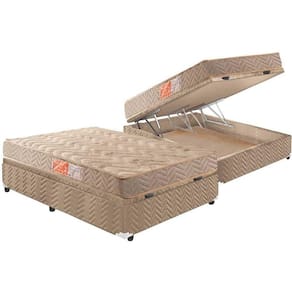 Conjunto Box Baú Casal: Colchão Espuma Paropas D33 Pasquale + Base CRC Suede Clean(138x188)
