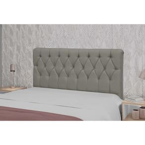 Painel de Cama Box Estofada Cabeceira Viena Plus Queen 160 Veludo Cinza - Simbal