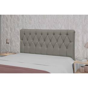 Painel de Cama Box Estofada Cabeceira Viena Plus Casal 140 Veludo Cinza - Simbal