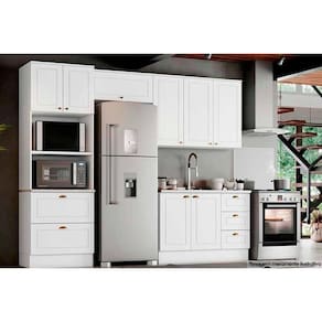 Kit de Cozinha Modulada 4 Peças Americana (2 Armários + 1 Balcão + 1 Paneleiro) C4P11 Branco - Henn