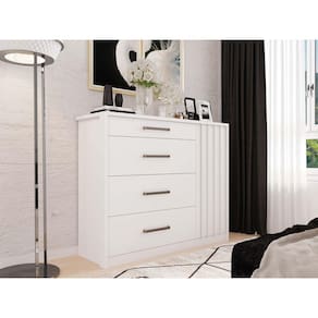 Cômoda Palacius 4 Gavetas 1 Porta 110x136x45 Cm Bco - Caemmun