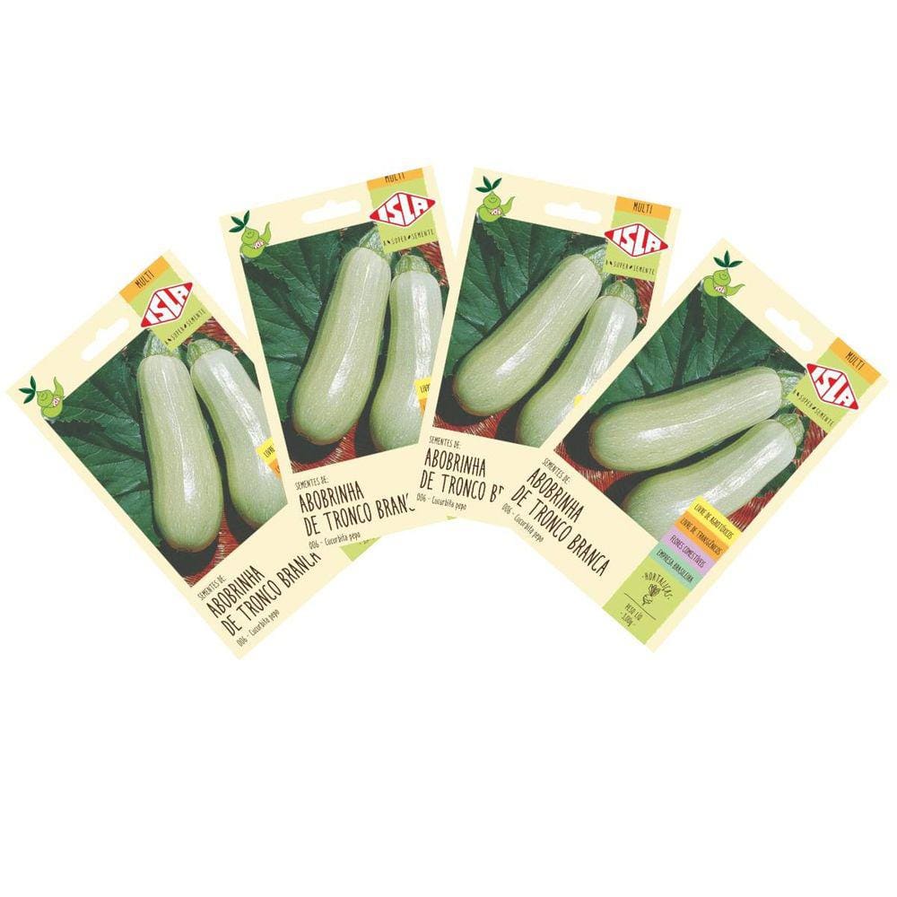 4X Sementes de Abobrinha de Tronco Branca ISLA