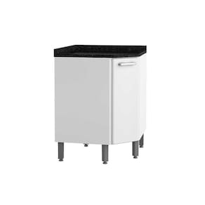 Balcão de Cozinha Canto Oblíquo Gourmet 1 Porta c/ Tampo 68cm Branco - Bertolini