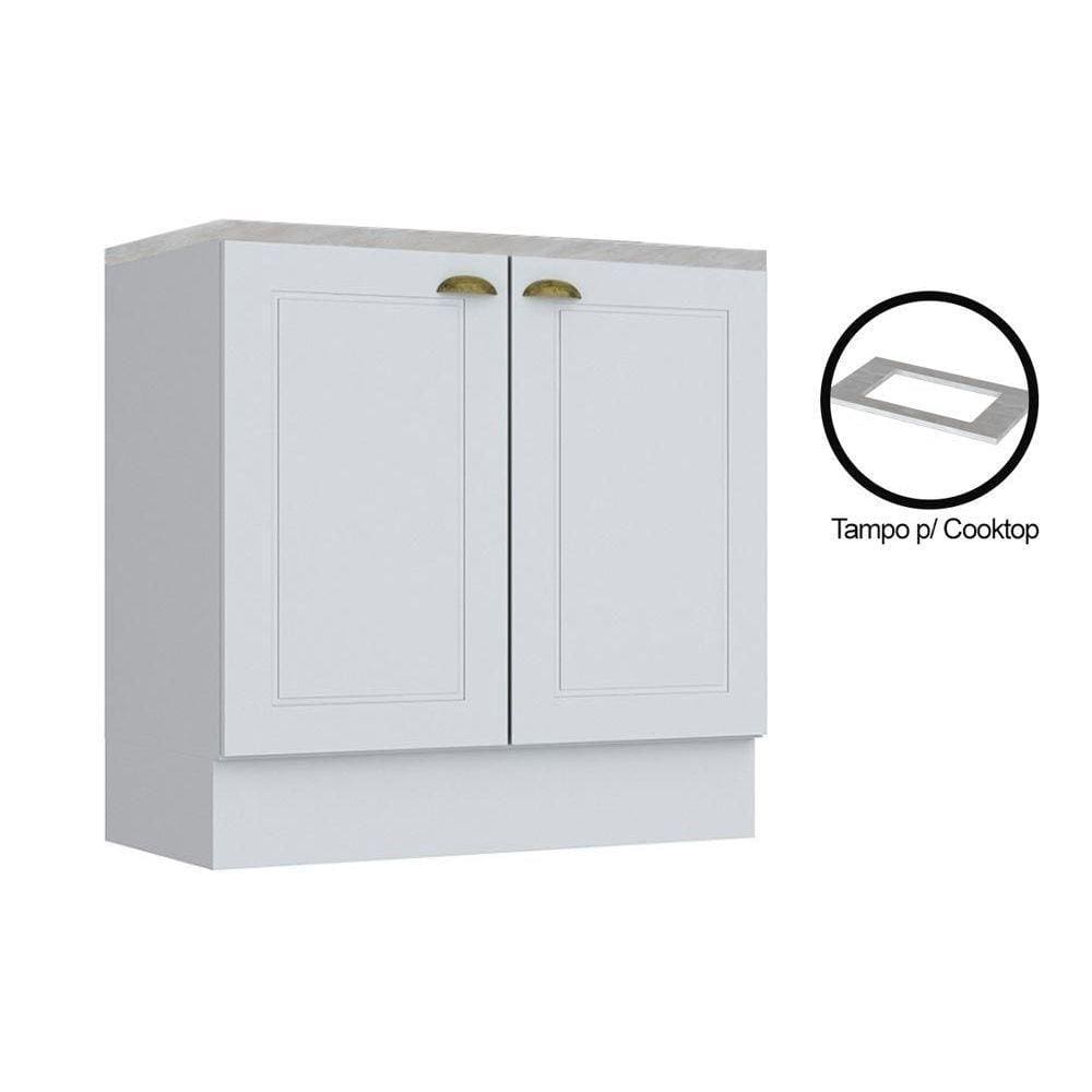 Módulo Cozinha Henn Americana Balcão  2 Portas c/Tampo p/ Cooktop Branco