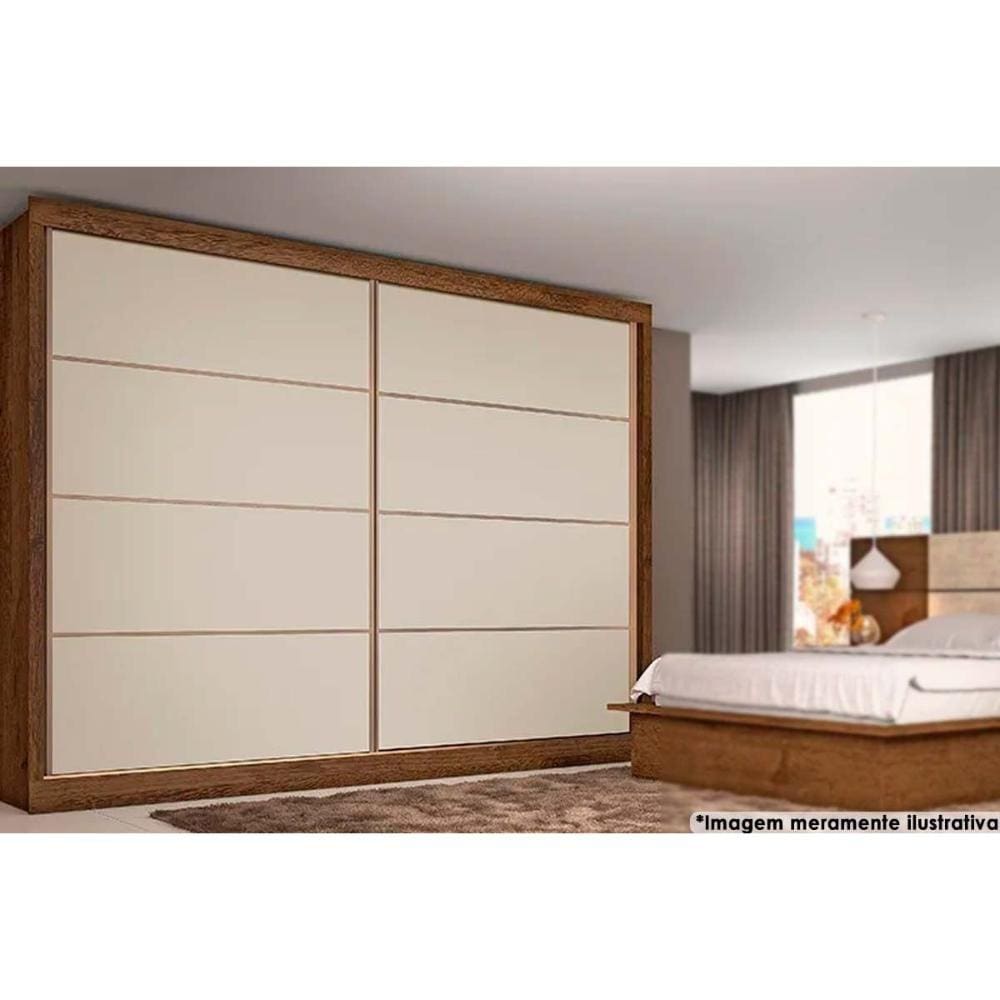 Guarda Roupa 2 Portas de Correr e 6 Gavetas Sevilha Braúna/Off White - Europa