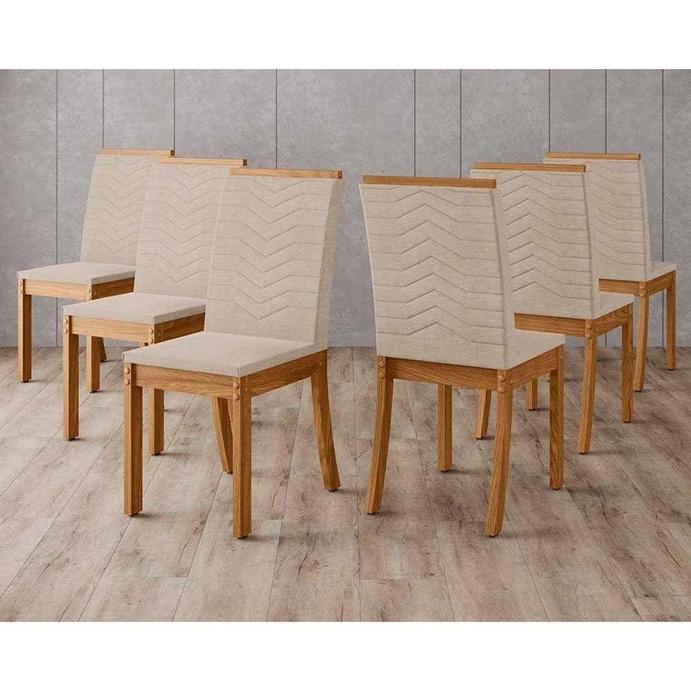 Cadeira Sala de Jantar Isa Kit 6 Un Nature/Veludo Light Linho - Henn