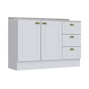 Balcão de Cozinha Modulado Americana 2 Portas e 3 Gavetas c/ Tampo Branco - Henn