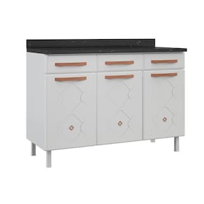 Balcão de Cozinha Modulado Mirage New 3 Portas e 3 Gavetas c/ Tampo 120cm Branco - Telasul
