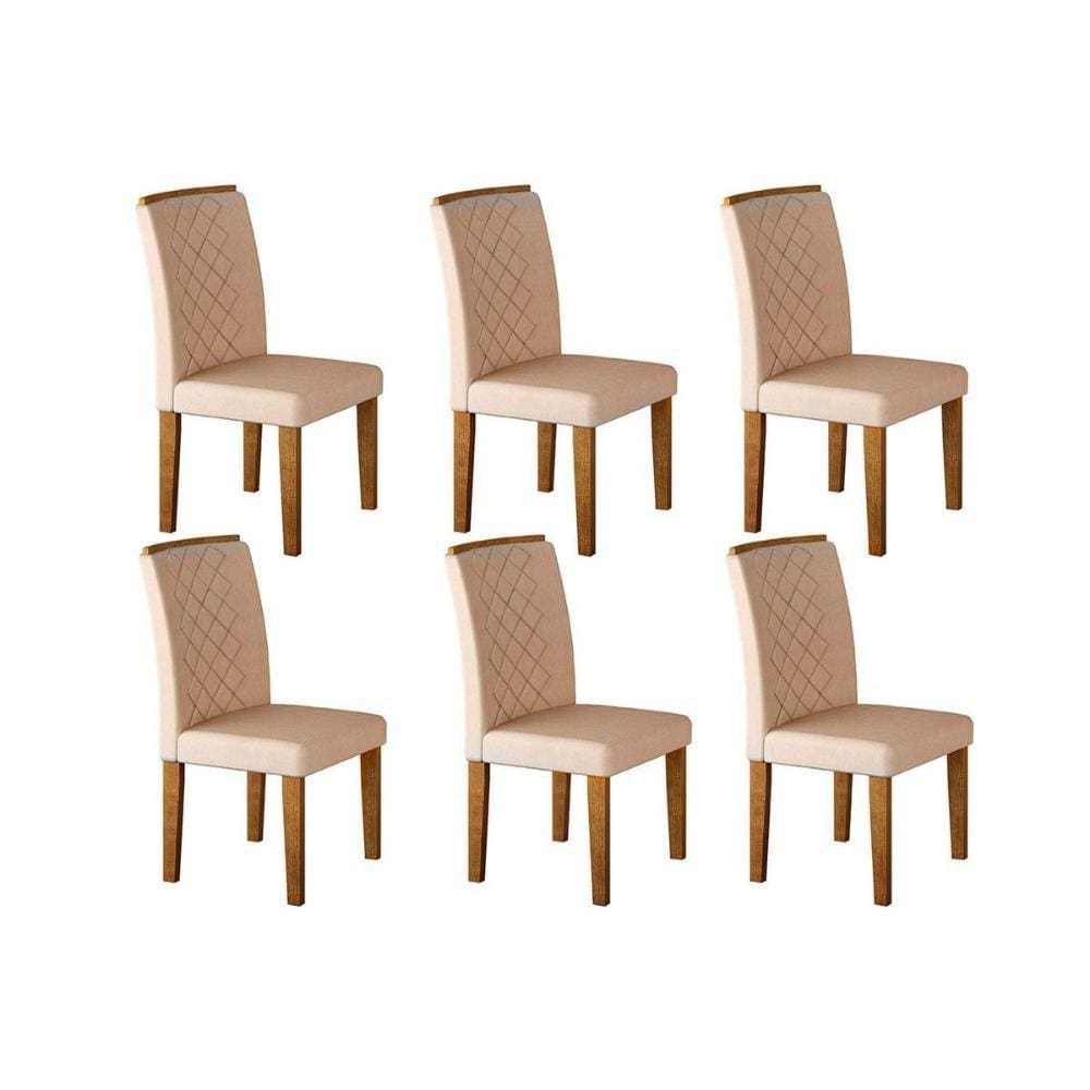 Cadeira Sala de Jantar Jade Kit 6 Un Imbuia/Veludo Creme - Rufato