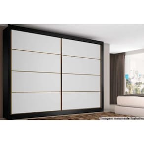 Guarda Roupa 2 Portas de Correr e 6 Gavetas Sevilha Branco/Preto - Europa