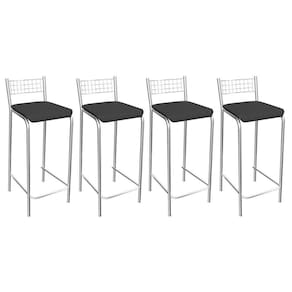 Banqueta de Cozinha Gênova 1B705CR 4 Un Cromado/Courano Preto - Kappesberg