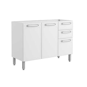 Gabinete de Cozinha Modulado Balcão Evidence 7024 3 Portas e 2 Gavetas s/ Tampo Branco - Bertolini