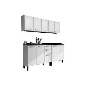 Kit de Cozinha Modulada 4 Peças Gourmet (2 Armários + 2 Balcões) C4P68 Branco - Bertolini