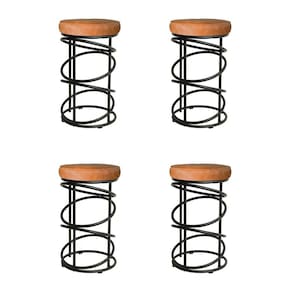 Conjunto 04 Banquetas 62cm Londres Preto/Caramelo