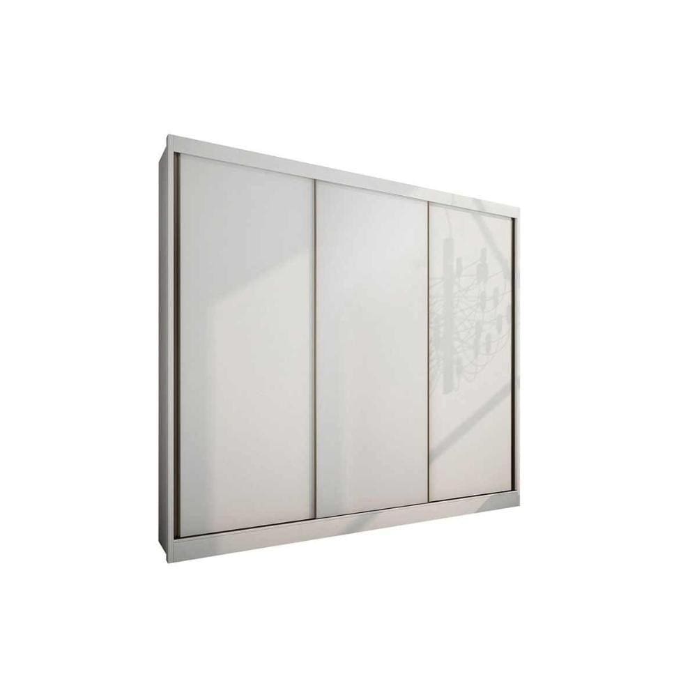 Guarda Roupas 3 Portas de Correr e 8 Gavetas Diamond Plus Branco - Novo Horizonte