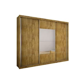 Guarda Roupa 3 Portas de Correr e 4 Gavetas c/ Espelho Arezzo Plus Cumaru - Novo Horizonte